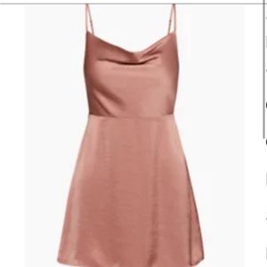 Aritzia NWT Sunday Best Spencer Cowl Neck Mini Dress in Chocolate Sorbet